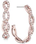 Anne Klein Rose Gold-tone Braided Pave J-hoop Earrings