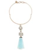 Marchesa Gold-tone Crystal & Blue Bead Tassel 16 Pendant Necklace