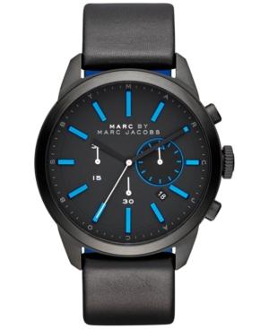 Marc By Marc Jacobs Men's Chronograph Dillon Black Leather & Blue Silicone Strap Watch 44mm Mbm5096