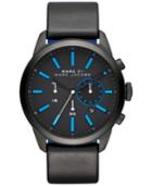 Marc By Marc Jacobs Men's Chronograph Dillon Black Leather & Blue Silicone Strap Watch 44mm Mbm5096