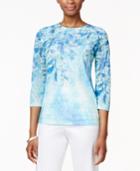 Alfred Dunner Petite Embellished Printed Top