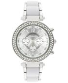 Style & Co Women's White Plastic And Silver-tone Bracelet Watch 39mm Sy040swh