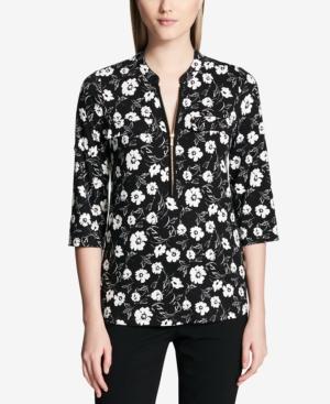 Calvin Klein Printed Zip-front Top