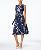 Charter Club Petite Floral-print Belted Fit & Flare Dress, Created For Macy's