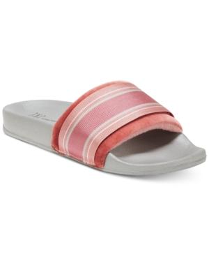 I.n.c. Microvelour Varsity Slide Slippers, Created For Macy's