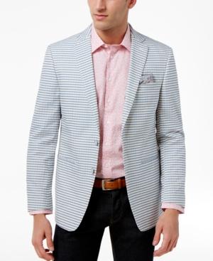 Tallia Men's Slim-fit Blue And White Striped Sport Coat
