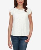 Lucky Brand Cotton Eyelet-lace Flutter-sleeve Top