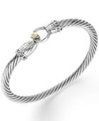14k Gold Over Sterling Silver And Sterling Silver Diamond Accent Bangle Bracelet