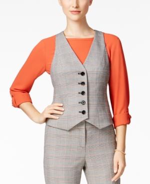 Nine West Plaid Five-button Vest