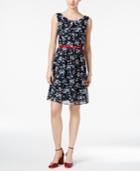 Connected Printed Belted Chiffon Dress