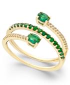 Emerald (1/2 Ct. T.w.) And Diamond (1/10 Ct. T.w.) Coil Ring In 14k Gold