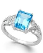 Emerald-cut Blue Topaz (2-1/2 Ct. T.w.) And Diamond Accent Ring In 14k White Gold