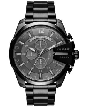 Diesel Men's Chronograph Mega Chief Black Ion-plated Stainless Steel Bracelet Watch 51mm Dz4355