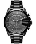 Diesel Men's Chronograph Mega Chief Black Ion-plated Stainless Steel Bracelet Watch 51mm Dz4355