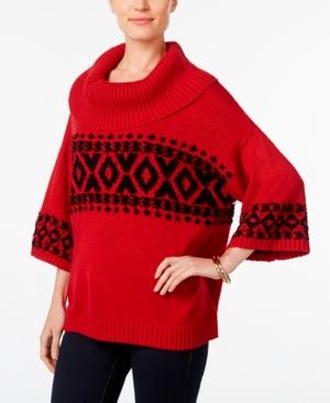 Style & Co. Fair Isle Cowl-neck Sweater, Only At Macy's