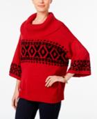 Style & Co. Fair Isle Cowl-neck Sweater, Only At Macy's