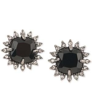 Carolee Hematite-tone Black Stone And Crystal Stud Earrings