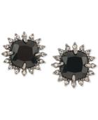 Carolee Hematite-tone Black Stone And Crystal Stud Earrings