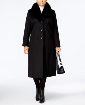 Forecaster Plus Size Fur Shawl Collar Maxi Coat