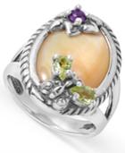 Carolyn Pollack Gemstone Butterfly And Flower Ring In Sterling Silver
