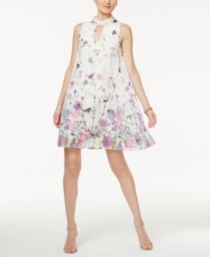 Ivanka Trump Floral-print Choker Shift Dress