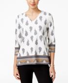 Charter Club Printed V-neck Top, Only At Macy's