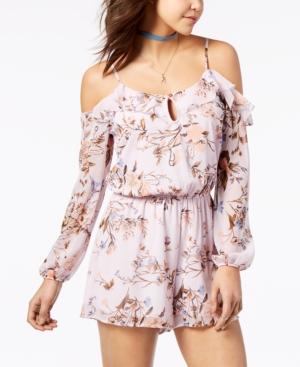 American Rag Juniors' Printed Cold-shoulder Romper, Created For Macy's