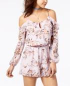 American Rag Juniors' Printed Cold-shoulder Romper, Created For Macy's