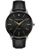 Kenneth Cole New York Men's Diamond Accent Black Leather Strap Watch 43mmx50mm 10031287