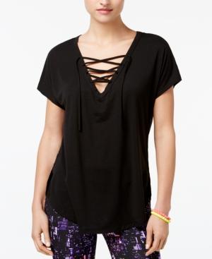 Material Girl Active Juniors' Lace-up Printed T-shirt