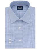 Eagle Men's Classic-fit Stretch Collar Non-iron Blue Check Dress Shirt
