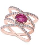 Effy Ruby (7/8 Ct. T.w.) And Diamond (1 Ct. T.w.) Ring In 14k Rose Gold