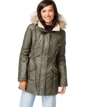 Wildflower Faux-fur-trim Drawstring Coat