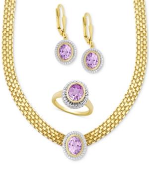 Amethyst Collar Necklace, Drop Earrings And Ring Set (7-1/5 Ct. T.w.) In 18k Gold-plated Sterling Silver