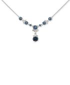 Givenchy Silver-tone Crystal & Blue Stone Lariat Necklace