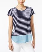 Maison Jules Cotton Chambray-back T-shirt, Created For Macy's