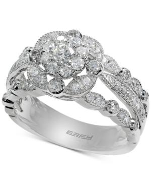 Effy Diamond Floral Engagement Ring (7/8 Ct. T.w.) In 14k White Gold