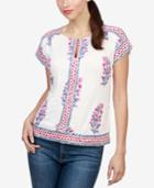 Lucky Brand Printed Cap-sleeve Top