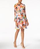 Betsey Johnson Bell-sleeve Floral-print A Line Dress