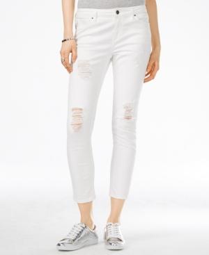 Armani Exchange Ripped White Wash Cropped Jeans