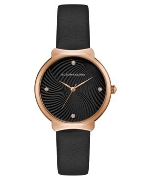 Bcbg Maxazria Ladies Black Leather Strap Watch With Black Wave Textured Dial, 32mm