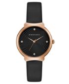 Bcbg Maxazria Ladies Black Leather Strap Watch With Black Wave Textured Dial, 32mm