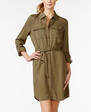 Jessica Simpson Emerson Roll-sleeve Shirtdress With Belt