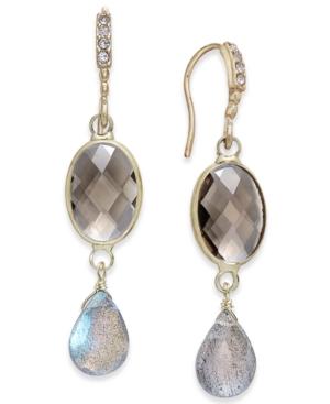 Paul & Pitu Naturally Gold-tone Faceted Stone Drop Earrings