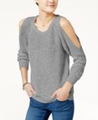 Ultra Flirt Juniors' Open-back Cold-shoulder Sweater