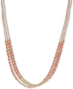 Lonna & Lilly Gold-tone & Colored Bead Triple-row 24 Slider Necklace