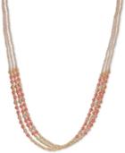 Lonna & Lilly Gold-tone & Colored Bead Triple-row 24 Slider Necklace