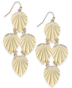 Thalia Sodi Gold-tone Palm Leaf Chandelier Earrings, Created For Macy's