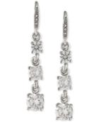 Carolee Silver-tone Graduated Crystal Linear Drop Earrings