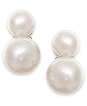 Majorica Sterling Silver White Organic Man-made Pearl Drop Clip-on Earrings